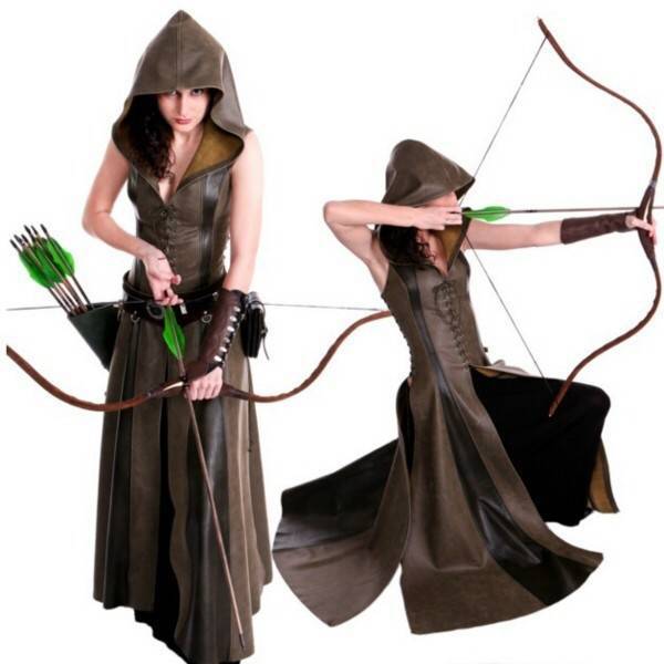 Chest Five Sleeveless Hooded Length Leather Dresses