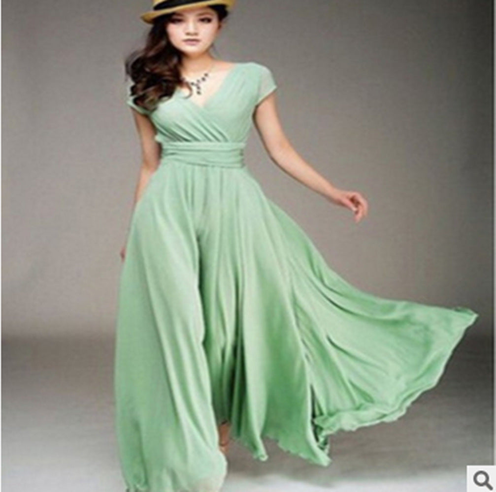 Sleeve Bohemian Chiffon Slim Looking Belly Dress