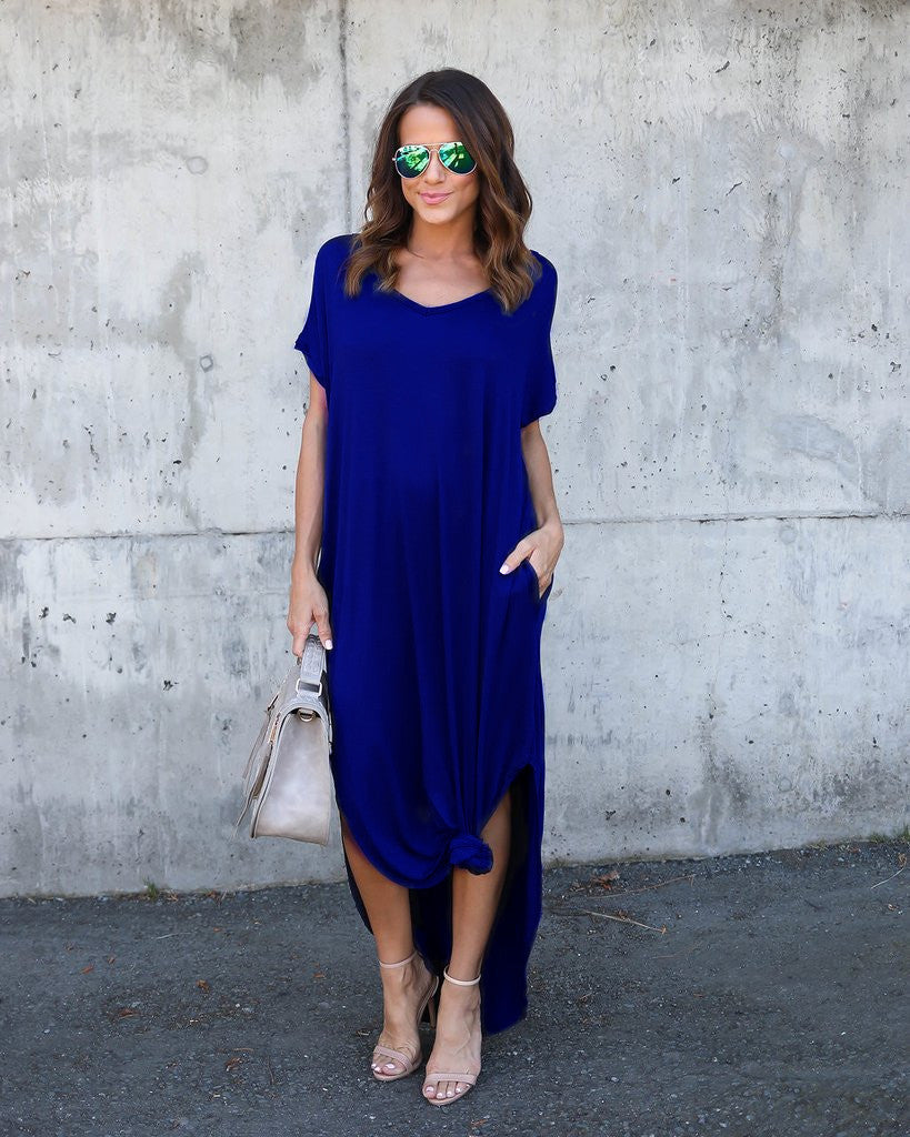 Creative Elegant Long Summer Pocket Split Dress