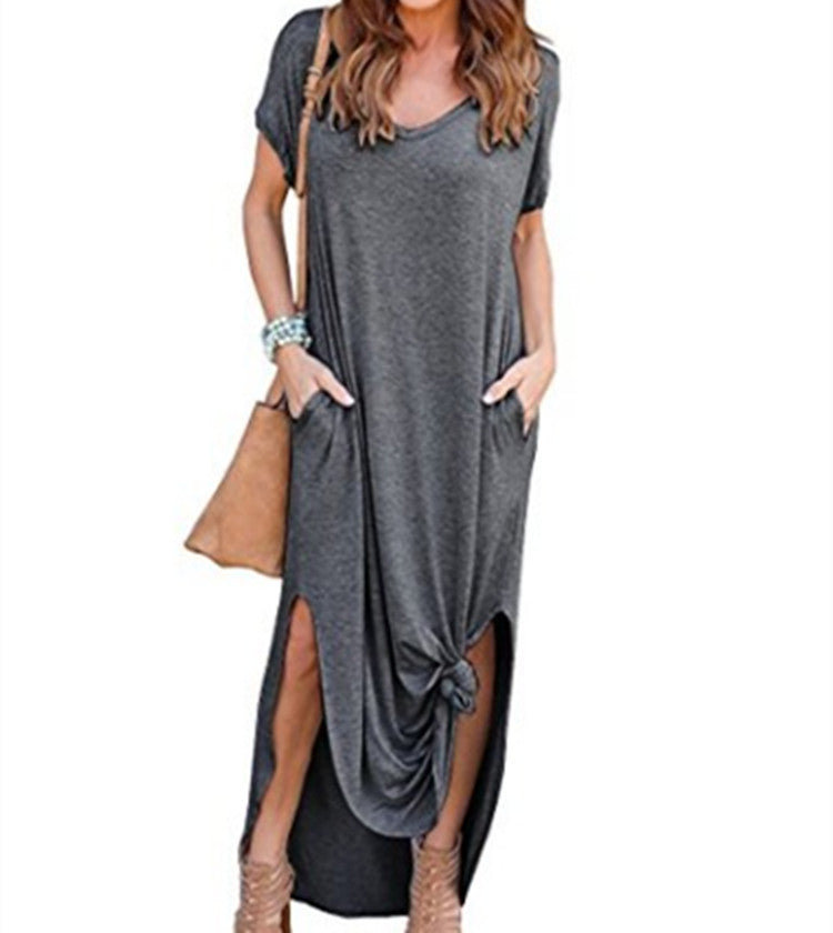 Creative Elegant Long Summer Pocket Split Dress