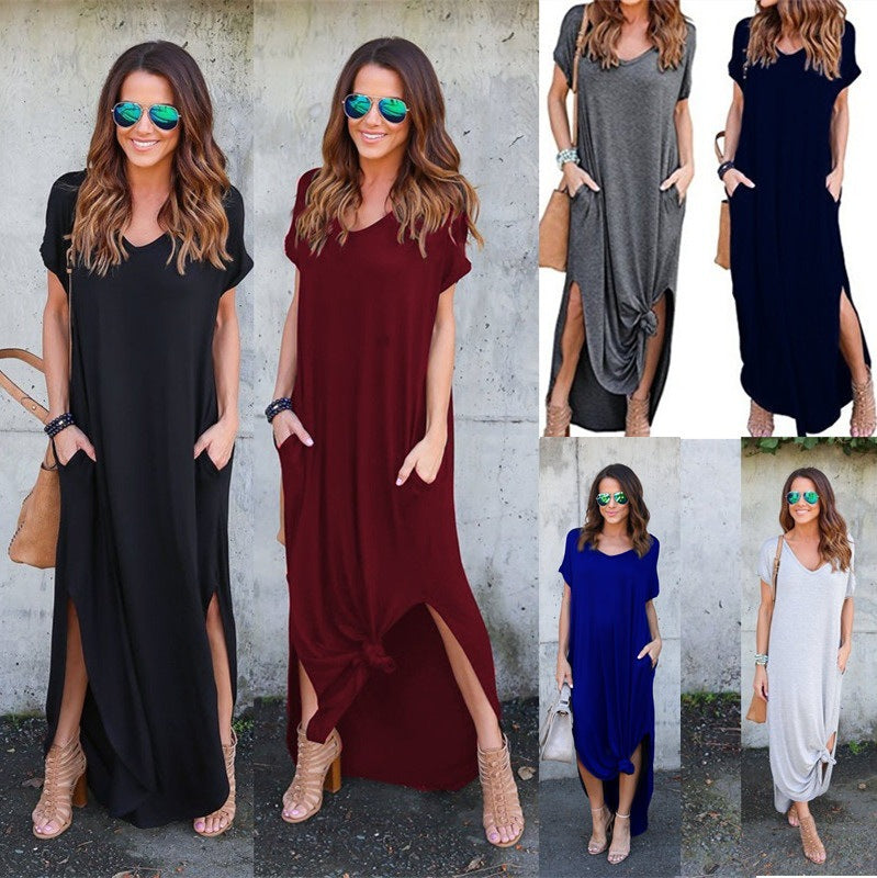 Creative Elegant Long Summer Pocket Split Dress