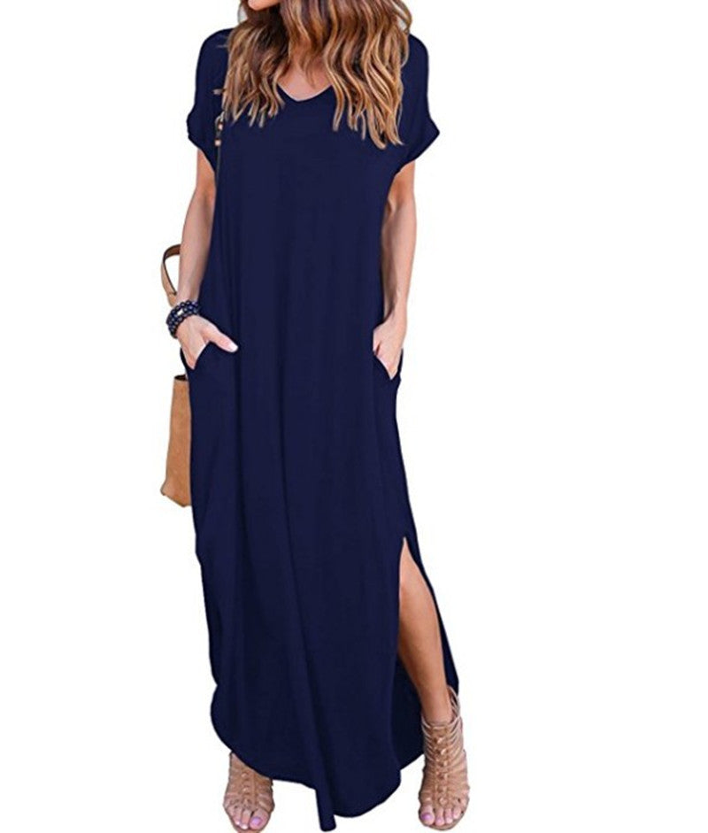 Creative Elegant Long Summer Pocket Split Dress