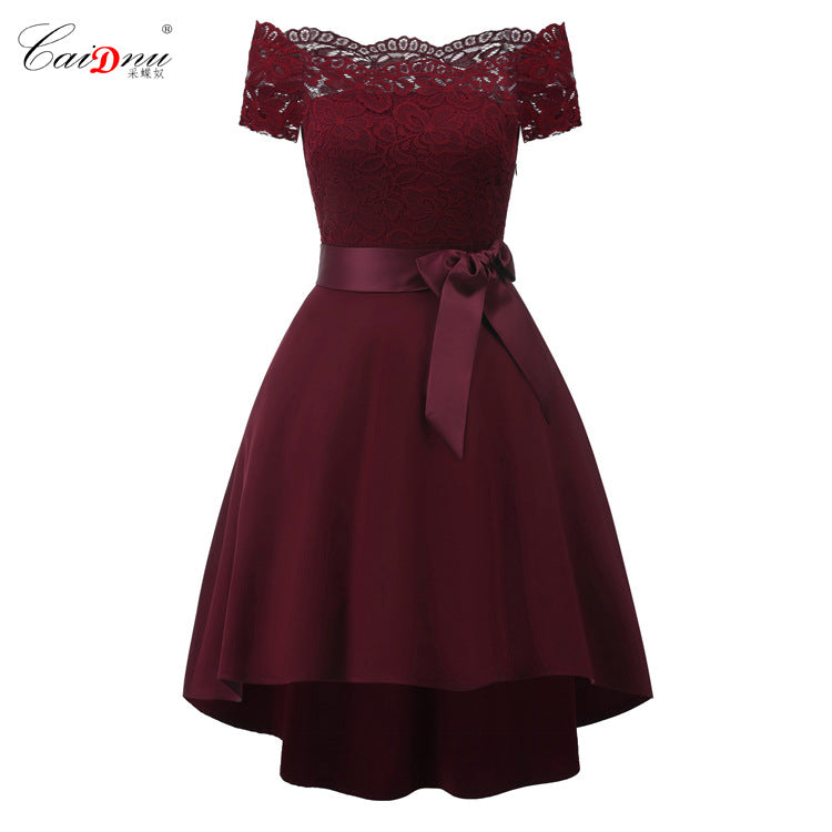 Women's Stitching Satin Cocktail Party Dress Prom Dresses