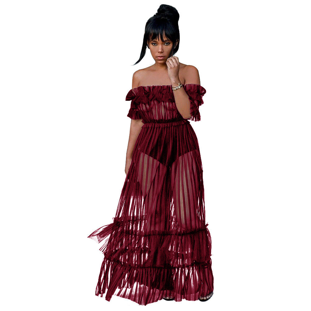 Women's Classic Sexy Mesh Dress Long Dresses
