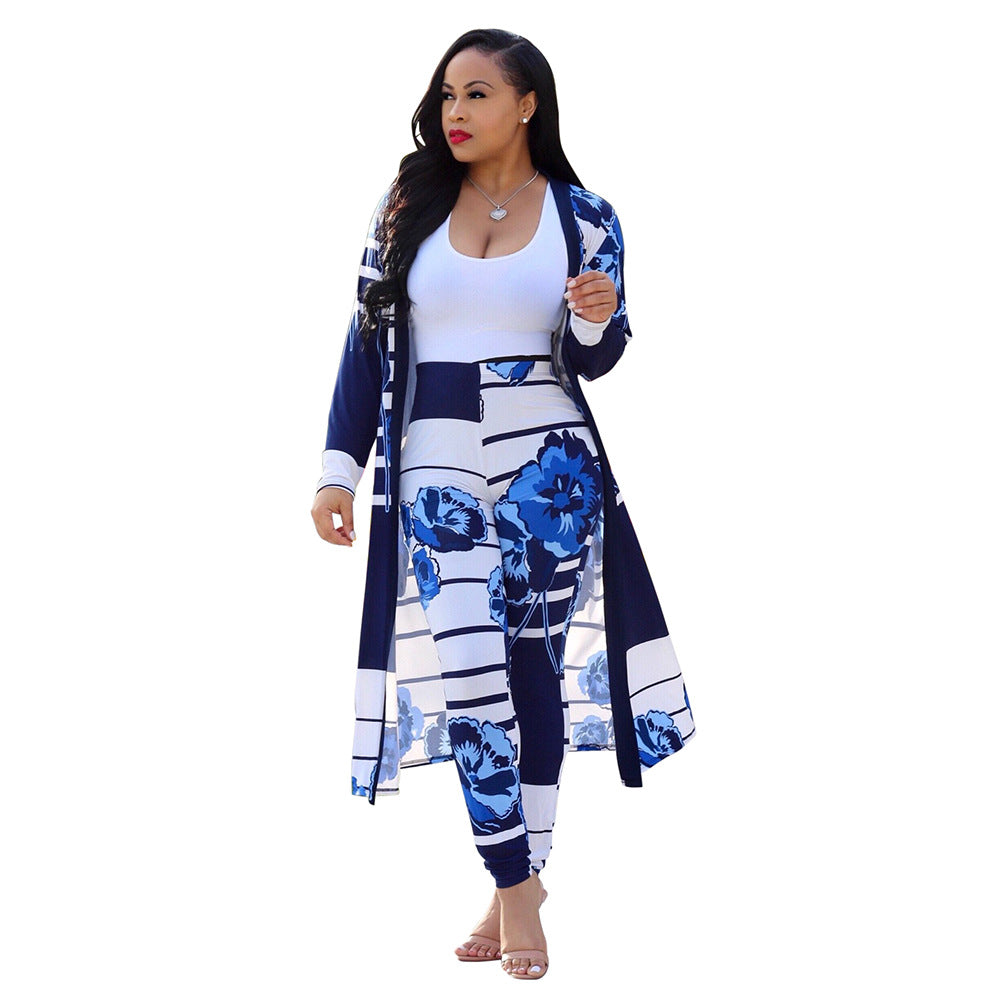 Print Long Sleeve Two-piece Set Nightclub Suits