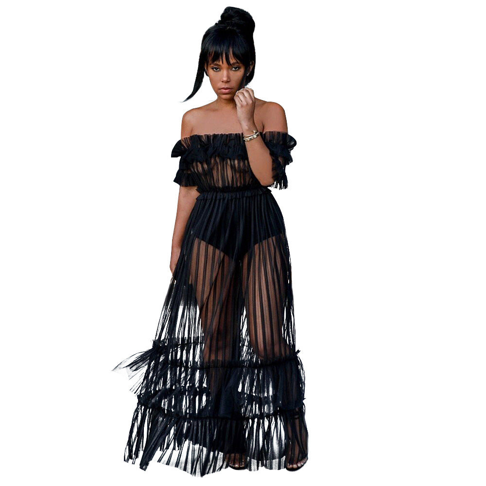 Women's Classic Sexy Mesh Dress Long Dresses