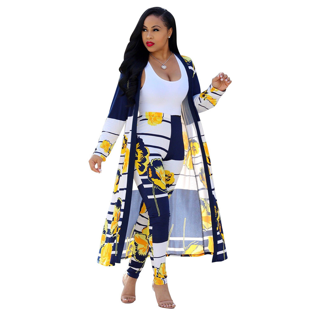 Print Long Sleeve Two-piece Set Nightclub Suits
