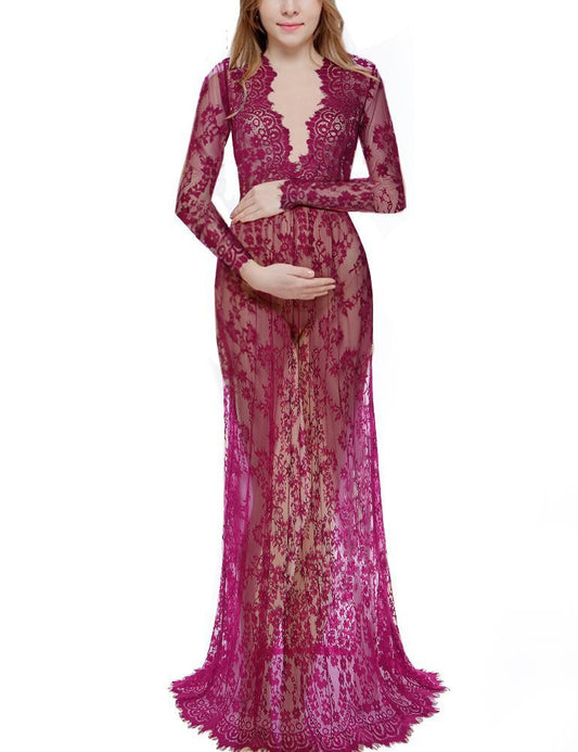 Sexy Deep Long Sleeve Lace Tight Wedding Dresses