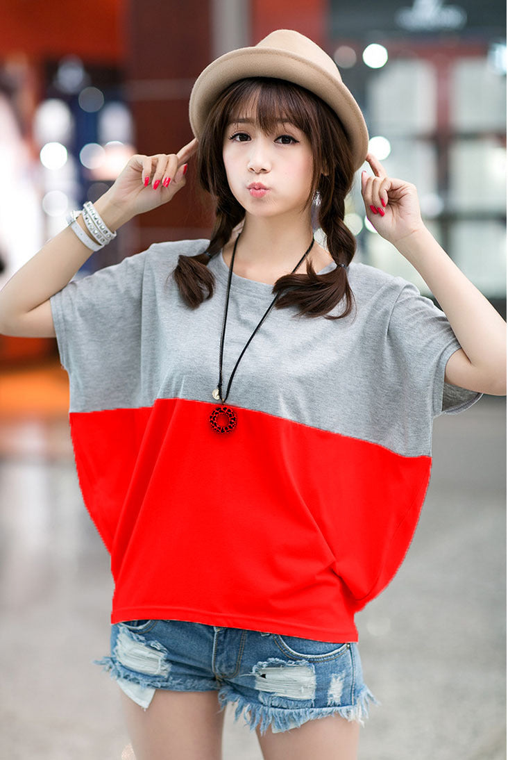 Women's Loose-fitting Batwing Sleeve Shirt Short-sleeved T-shirt Blouses