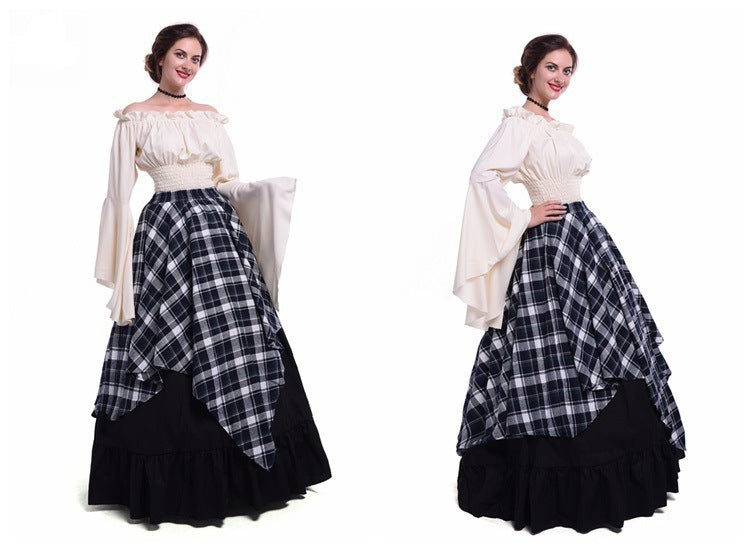 Women's Renaissance Medieval Dress With Long Sleeves Dresses