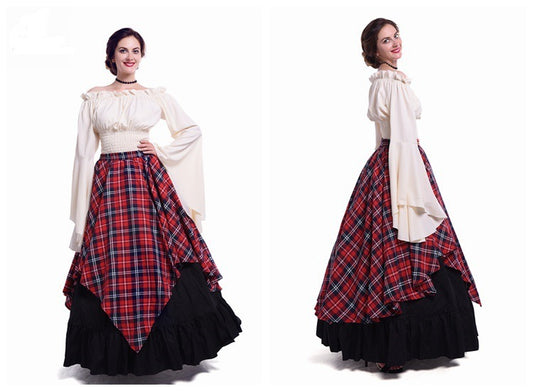 Women's Renaissance Medieval Dress With Long Sleeves Dresses