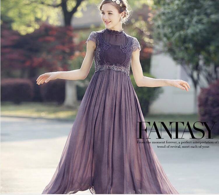 Summer French Elegant Temperament Slimming Sleeve Long Pleating Big Swing Dress
