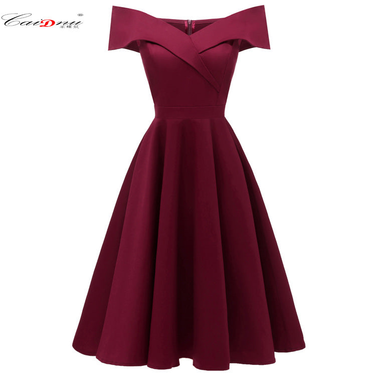 Women's Dress Waist Sexy Satin Formal Swing Dresses