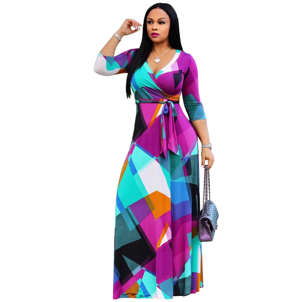 Stylish Autumn Bohemian Printed Oversized Dress Dresses