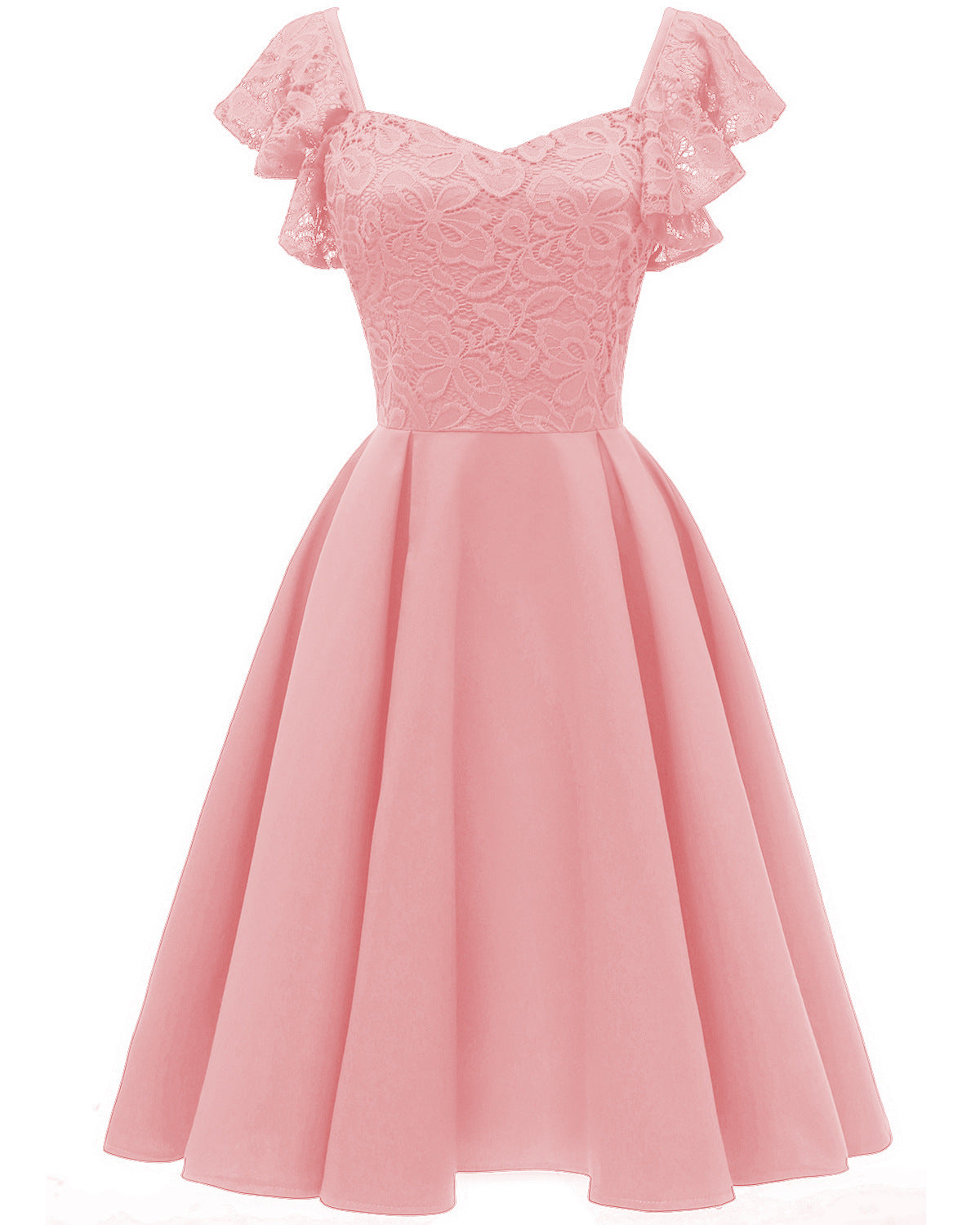 Lace Stitching Front Rear Double Elegant Dresses