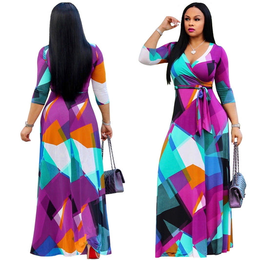 Stylish Autumn Bohemian Printed Oversized Dress Dresses