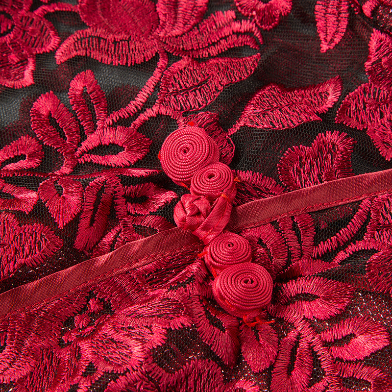 Improvement Chinese Style Cheongsam Lace Mother-in-law Dresses