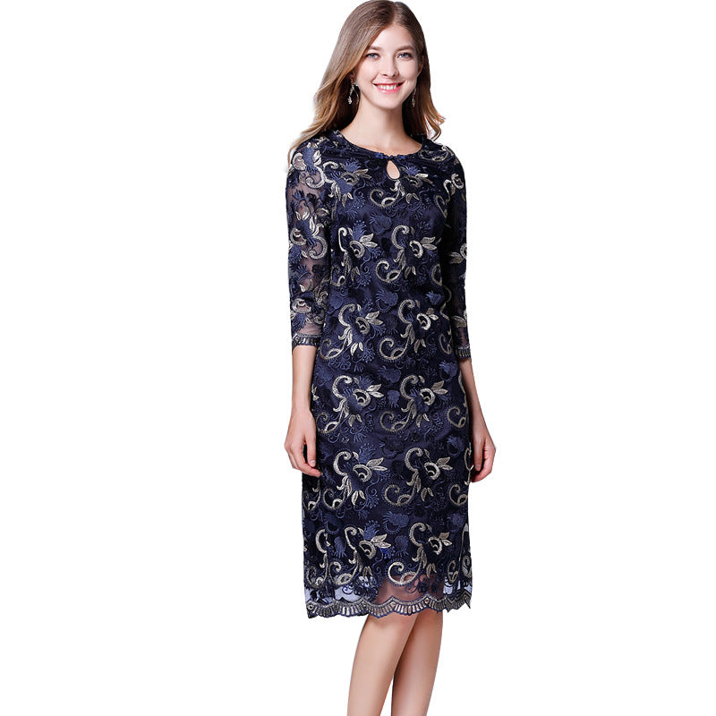 Women's Large Mother's Embroidered Elegant Dress Dresses
