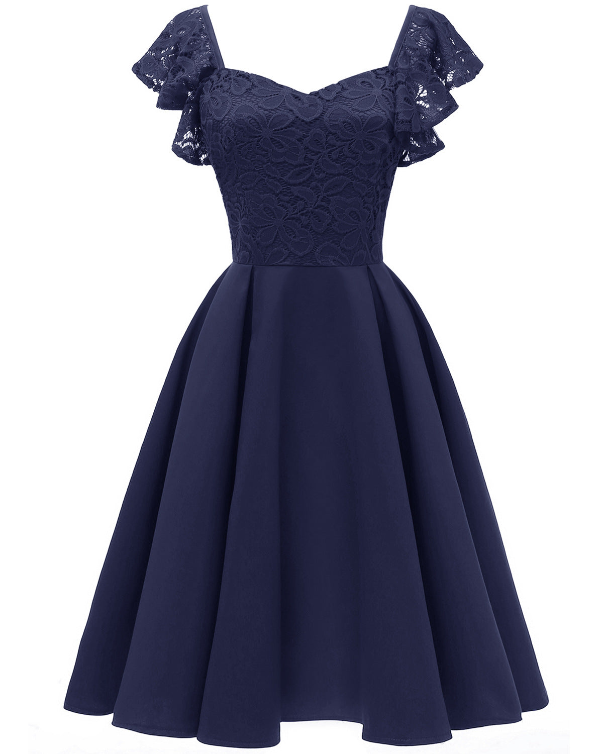 Lace Stitching Front Rear Double Elegant Dresses