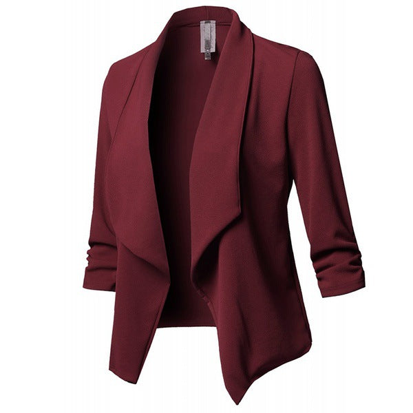 Color Long Sleeve Pleated Solid Small Blazers