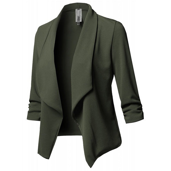 Color Long Sleeve Pleated Solid Small Blazers