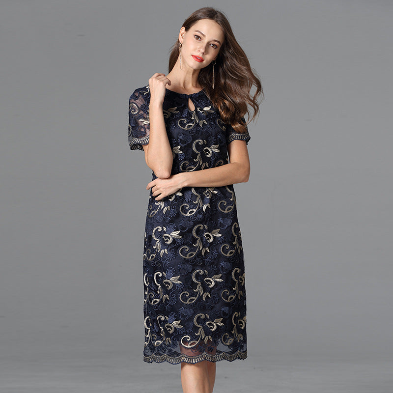 Women's Large Mother's Embroidered Elegant Dress Dresses