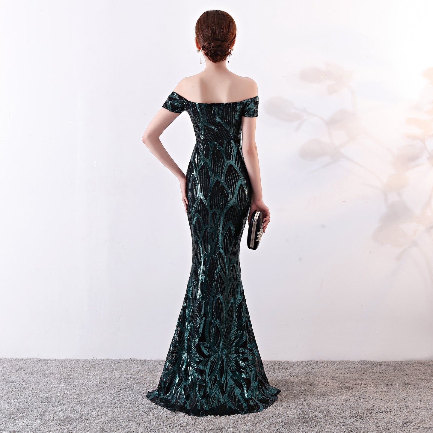 Long Fish Tail Sequined Dress Slim Fit Wedding Dresses