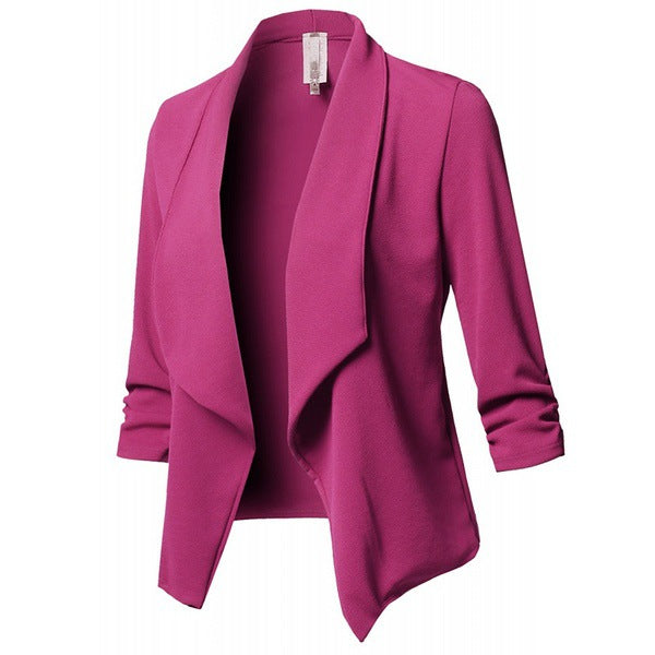 Color Long Sleeve Pleated Solid Small Blazers