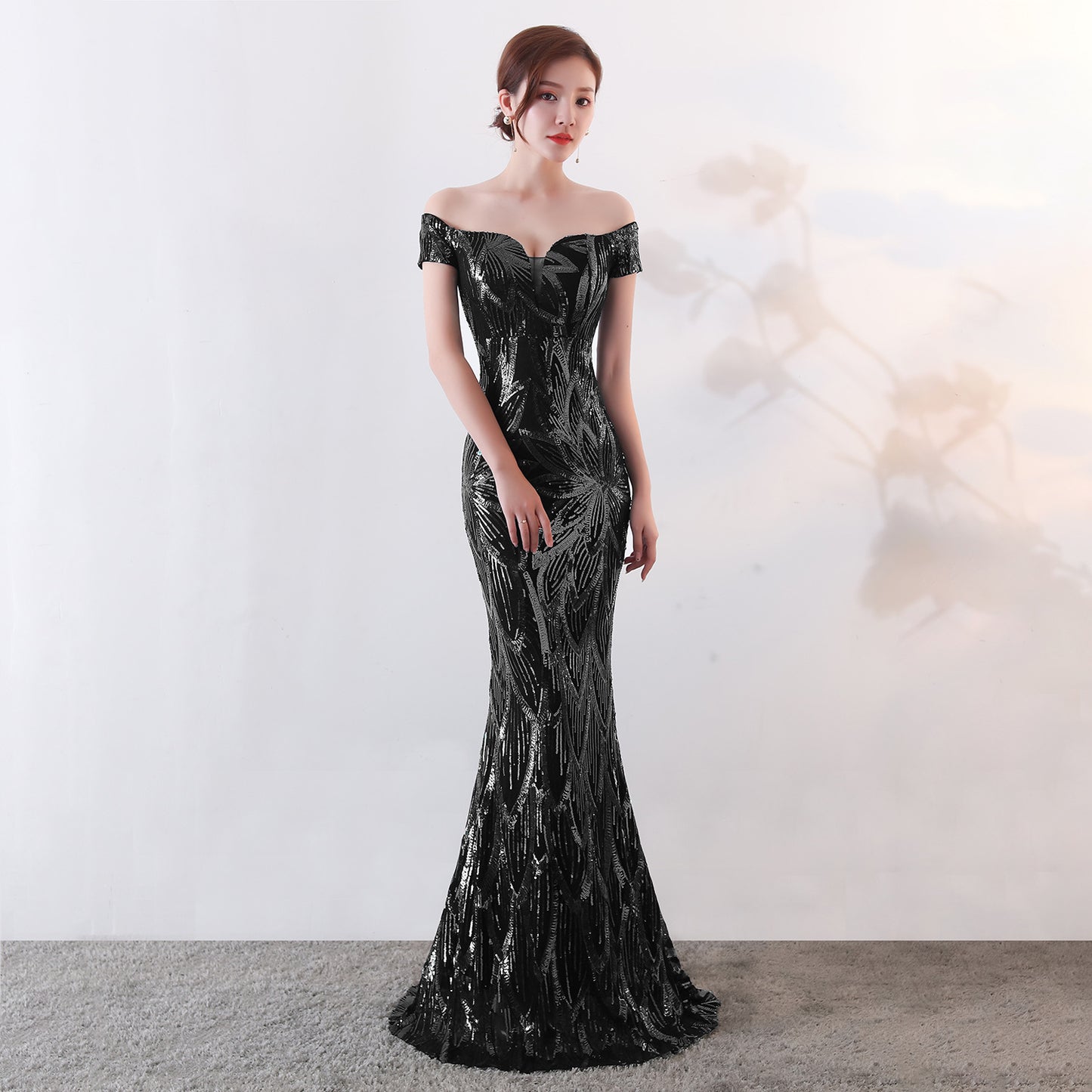 Long Fish Tail Sequined Dress Slim Fit Wedding Dresses
