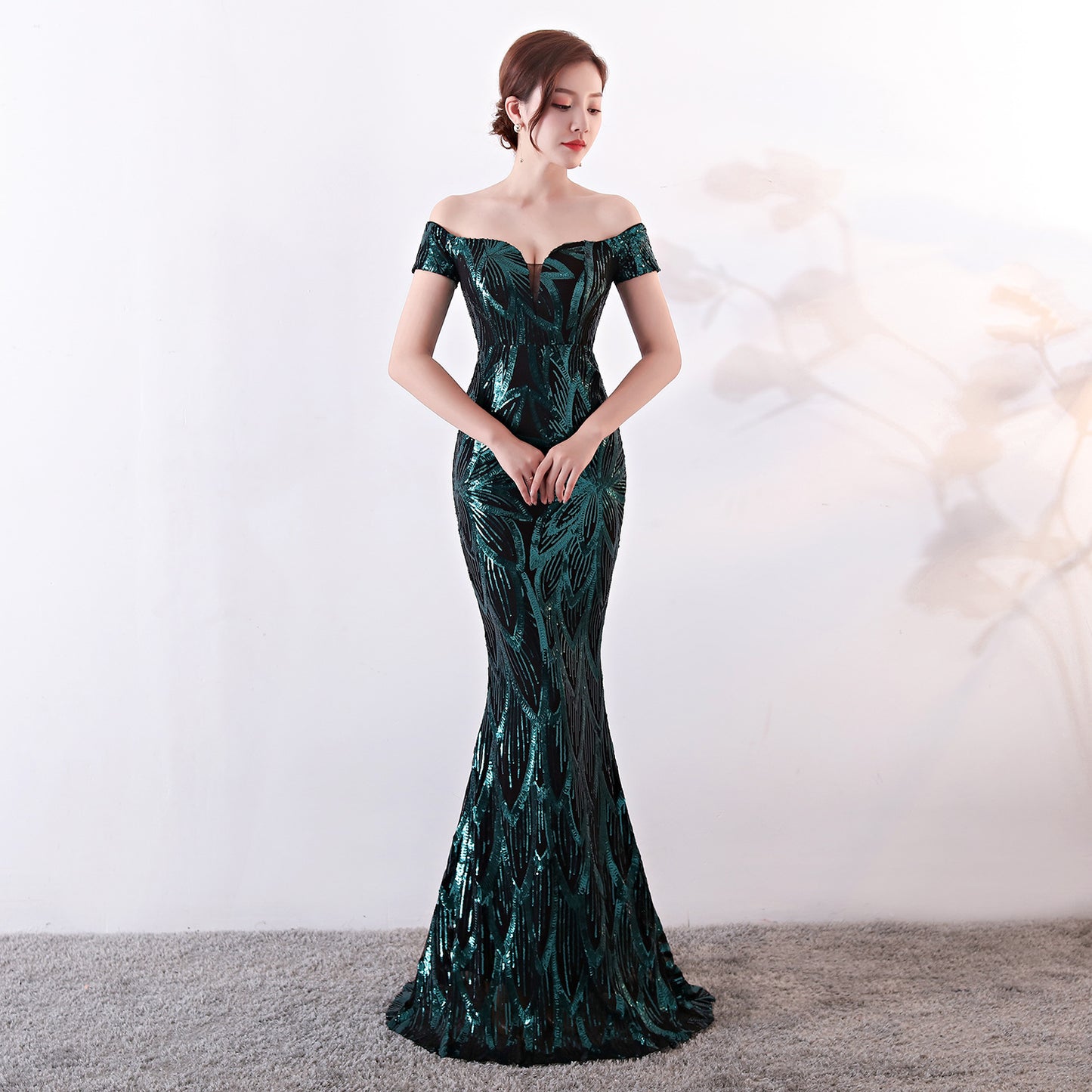 Long Fish Tail Sequined Dress Slim Fit Wedding Dresses