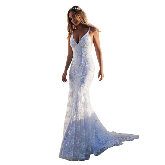 Comfortable Formal Dress Sexy White Suspender Wedding Dresses