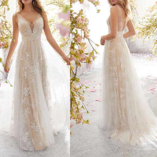 Attractive Dress Sexy Fashion Sleeveless Lace Wedding Dresses
