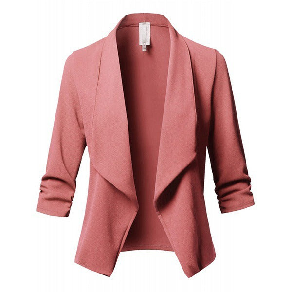 Color Long Sleeve Pleated Solid Small Blazers