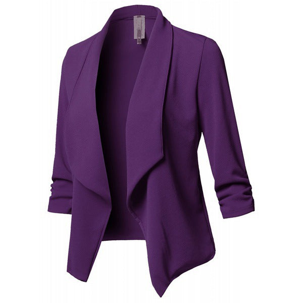 Color Long Sleeve Pleated Solid Small Blazers