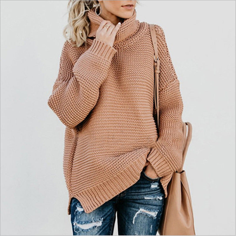 Women's Solid Color Large Commuter Turtleneck For Women's Sweater