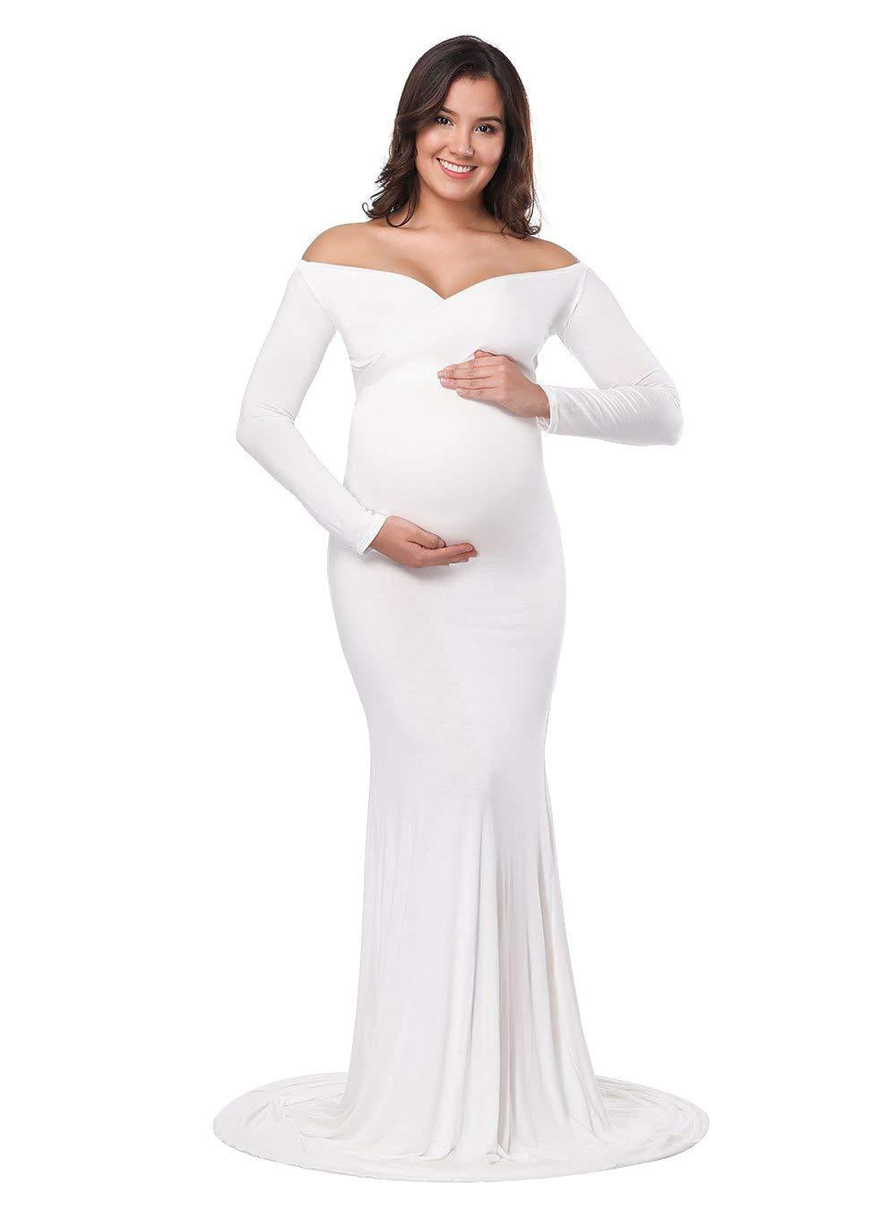 Women's Mercerized Cotton Pregnant Trailing Long Dress Dresses