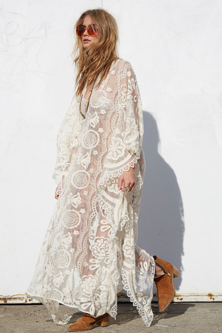 Women's Vacation Beach Sun Shield Long Robe Bohemian Dress