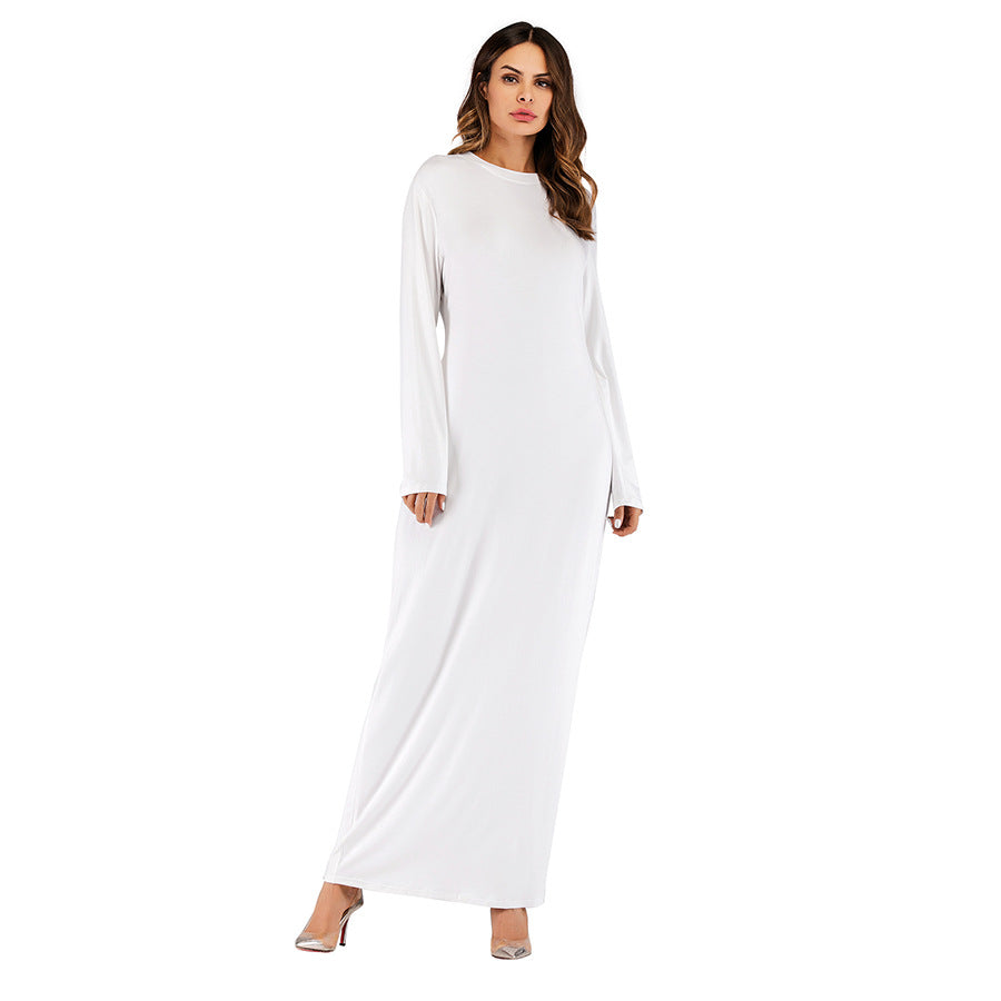 Women's Solid Color Modal Cotton Long-sleeved Bottoming Dress