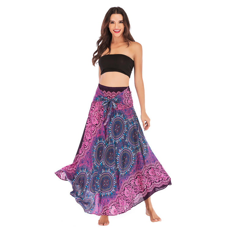 Casual Thai Beach Vacation Two-way Big Swing Belly Dress