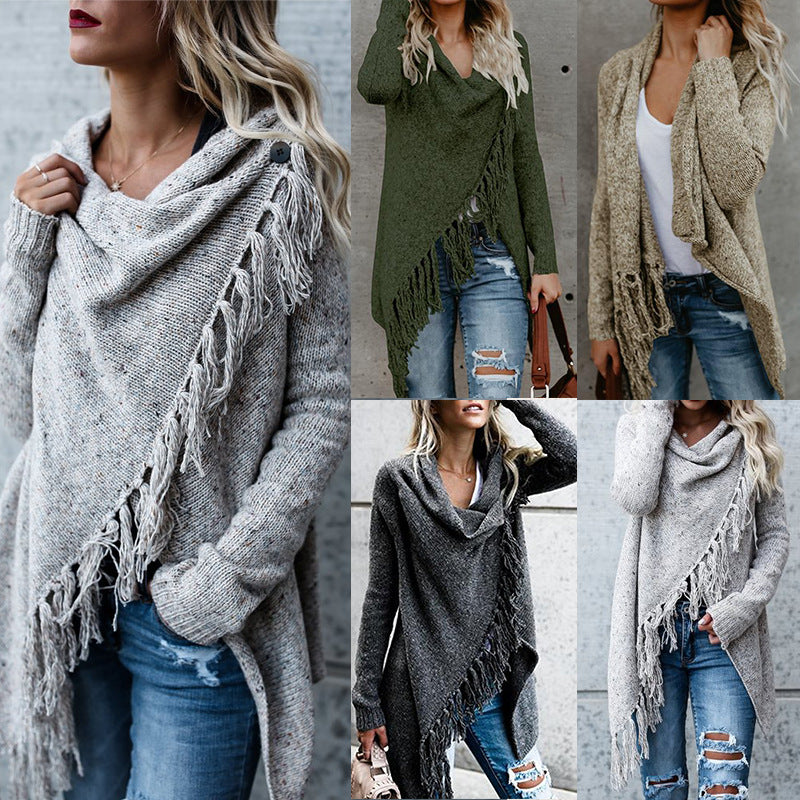 Women's Autumn Street Hipster Regular Scarf Collar Women's Sweater
