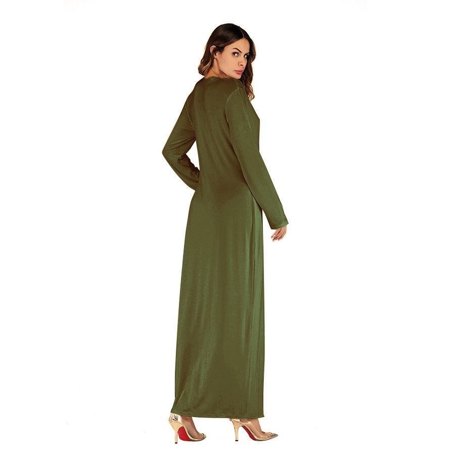 Women's Solid Color Modal Cotton Long-sleeved Bottoming Dress