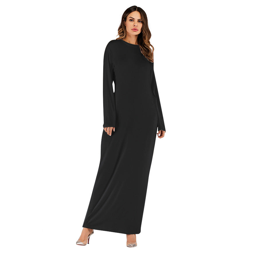 Women's Solid Color Modal Cotton Long-sleeved Bottoming Dress
