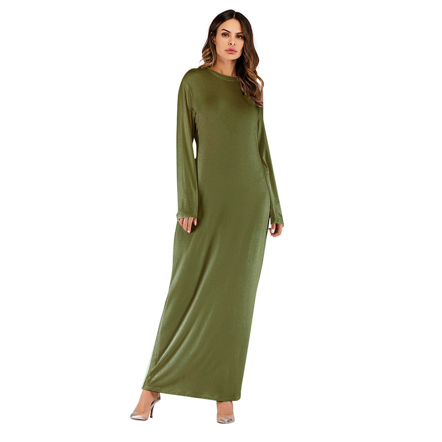 Women's Solid Color Modal Cotton Long-sleeved Bottoming Dress
