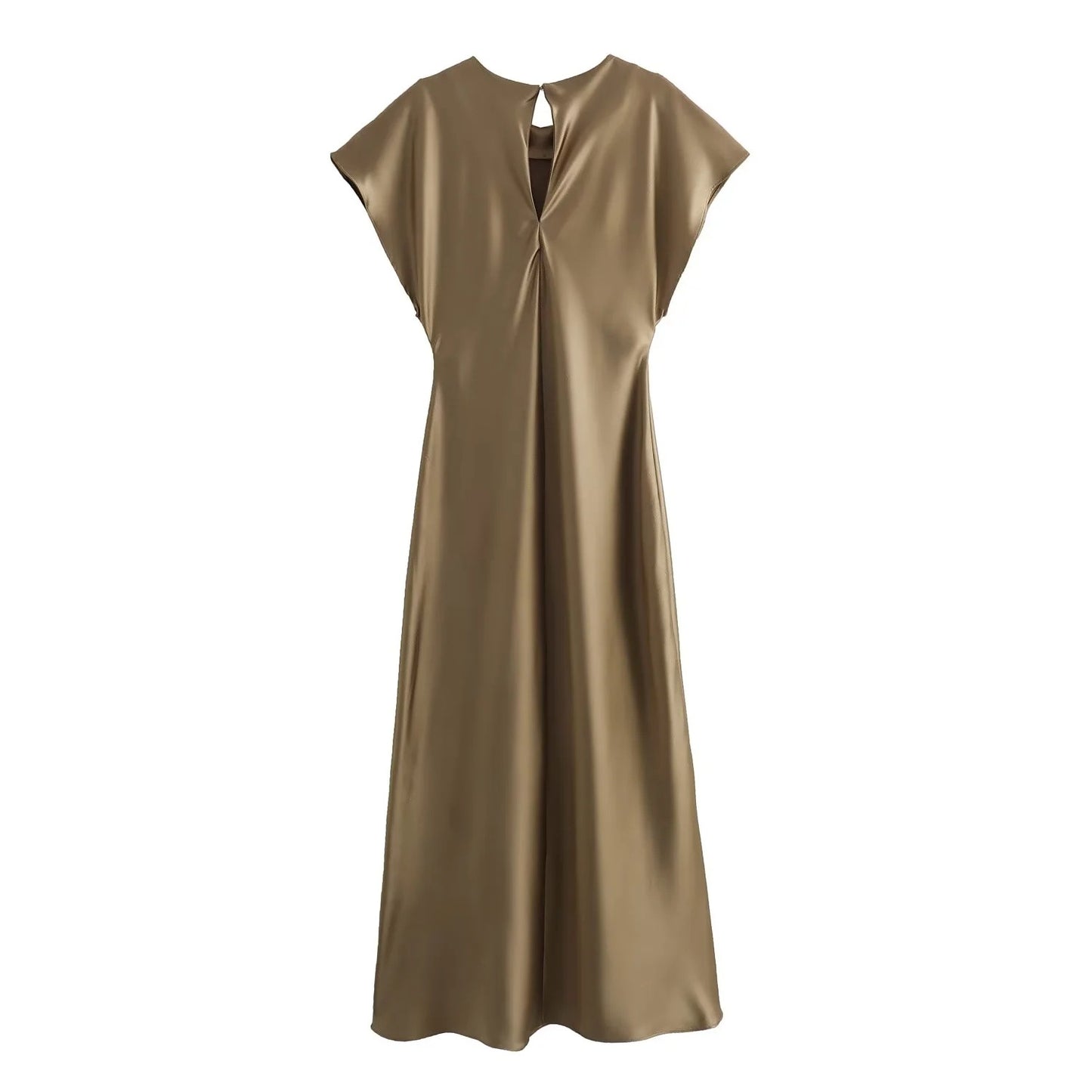 Women's Silk Satin Texture Solid Color Sleeveless Dresses