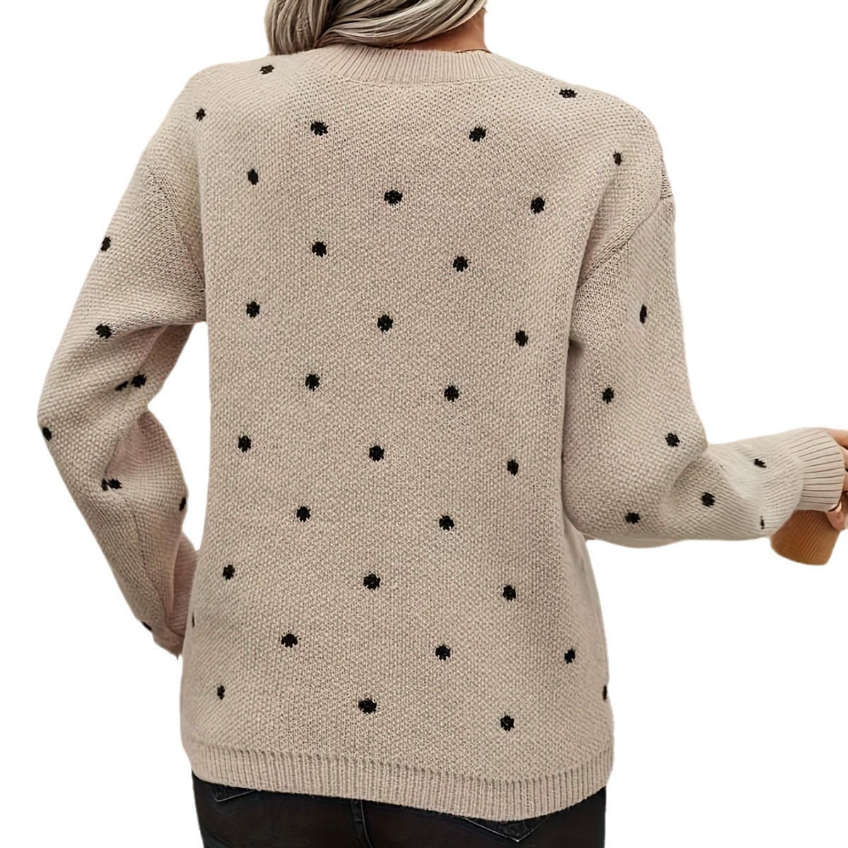 Women's Dot Round Neck Loose Niche Retro Sweater
