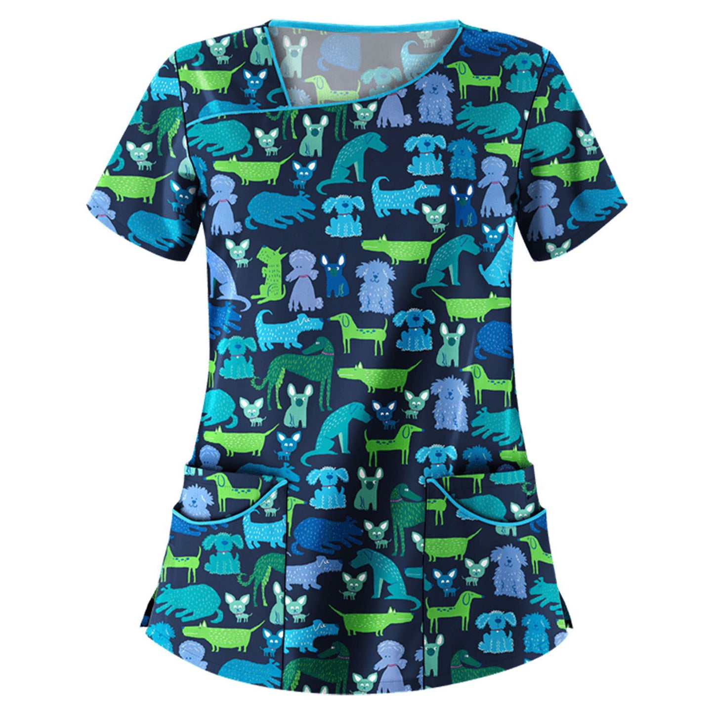 Women's Stylish Printed Sleeve Pocket T-shirt Blouses