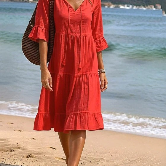 Women's Autumn Layered Fashion Loose Vacation Dress