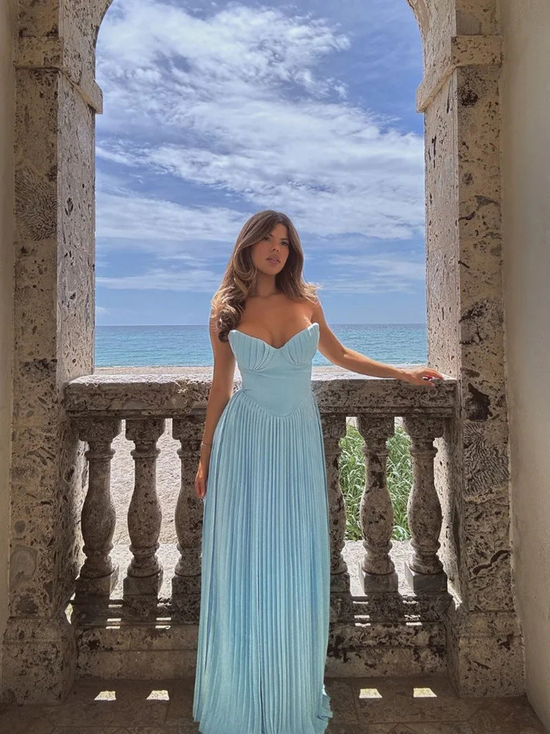 Women's Summer Graceful Tube Elegant Dress Sleeveless Dresses