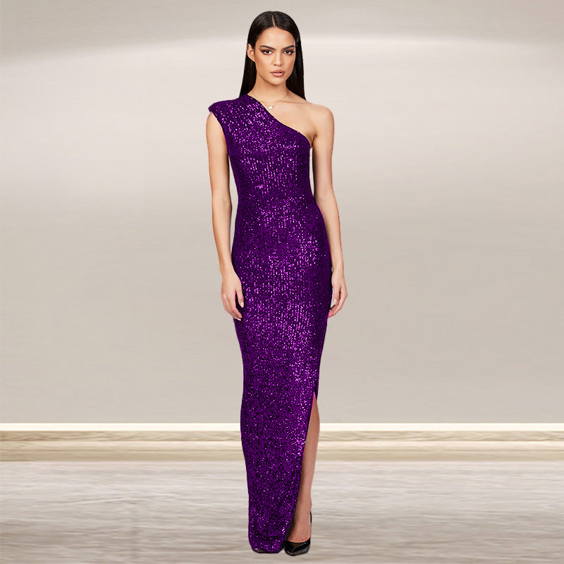 Women's Dress Summer Sleeveless Split Sequined Temperament Dresses