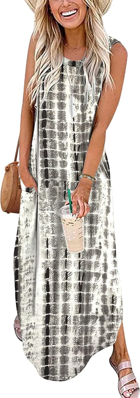 Women's Sleeveless Printed Dress Pullover Beach Long Dresses